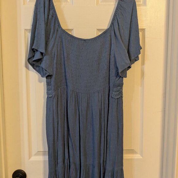 Lily Rose 2XL Blue [Floral/Smocked/Skater] Mini Dress Plus Size Summer - Picture 3 of 3